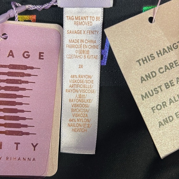 Savage x Fenty High Rise Rainbow Foil Leggings Black Caviar Size 2X NWT - Picture 8 of 8